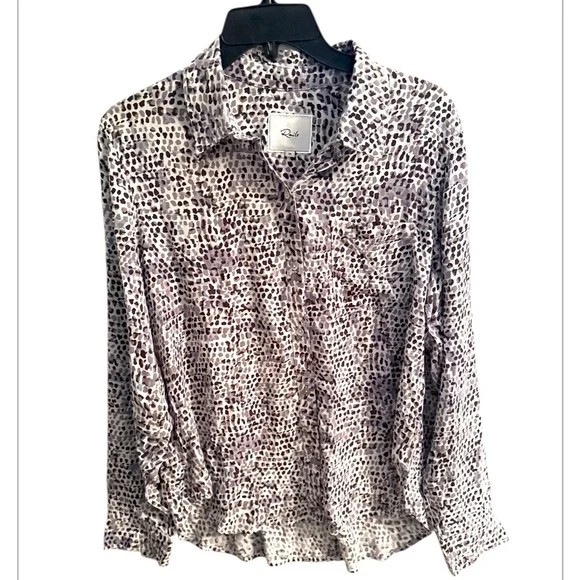 NWOT Rails Josephine Charcoal Watercolor Cheetah Animal Print Button-Up Blouse M - Picture 7 of 12